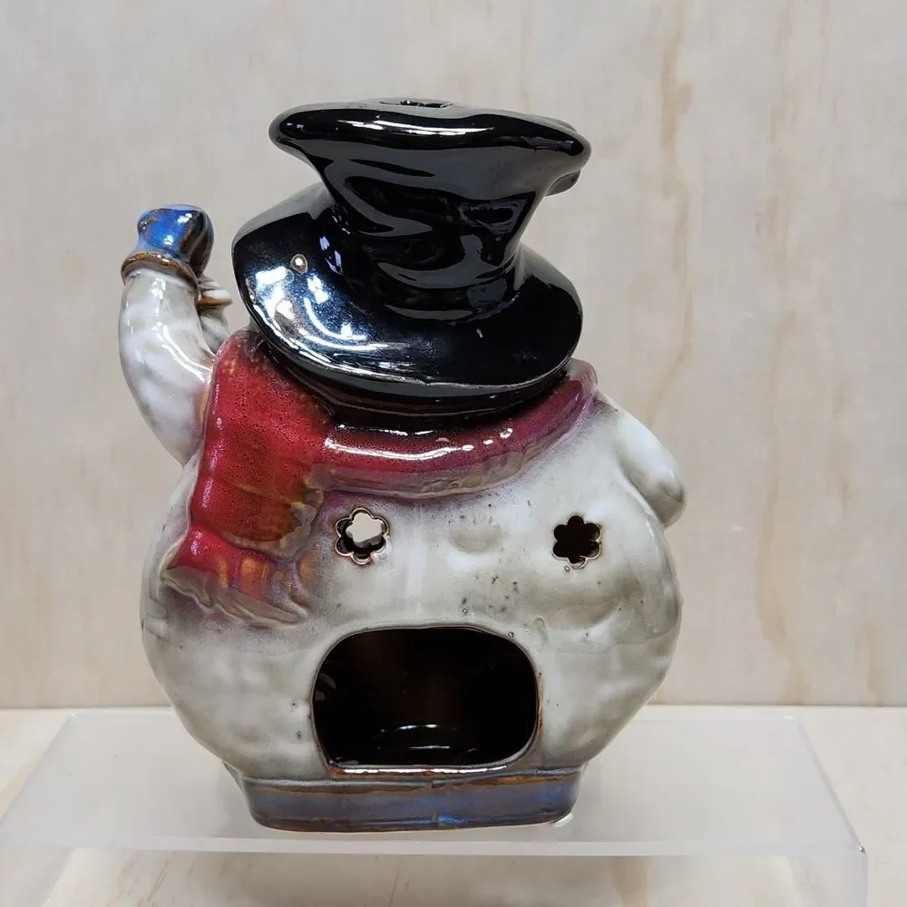 Kirkland's Potter's Garden Ceramic Snowman Candle Holder Tea Light